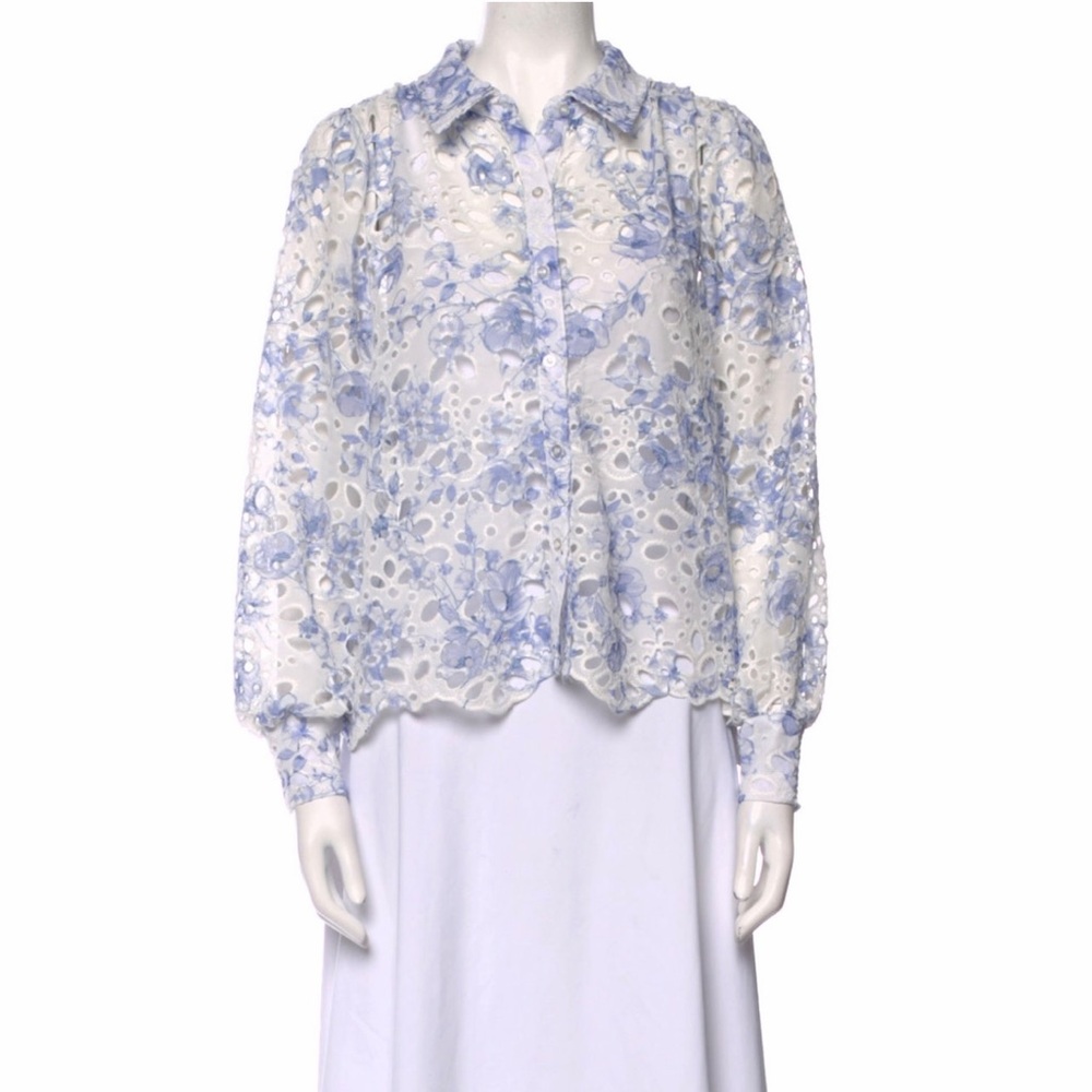 Caroline Constas Floral Lace Eyelet Blouse - Picture 2 of 7
